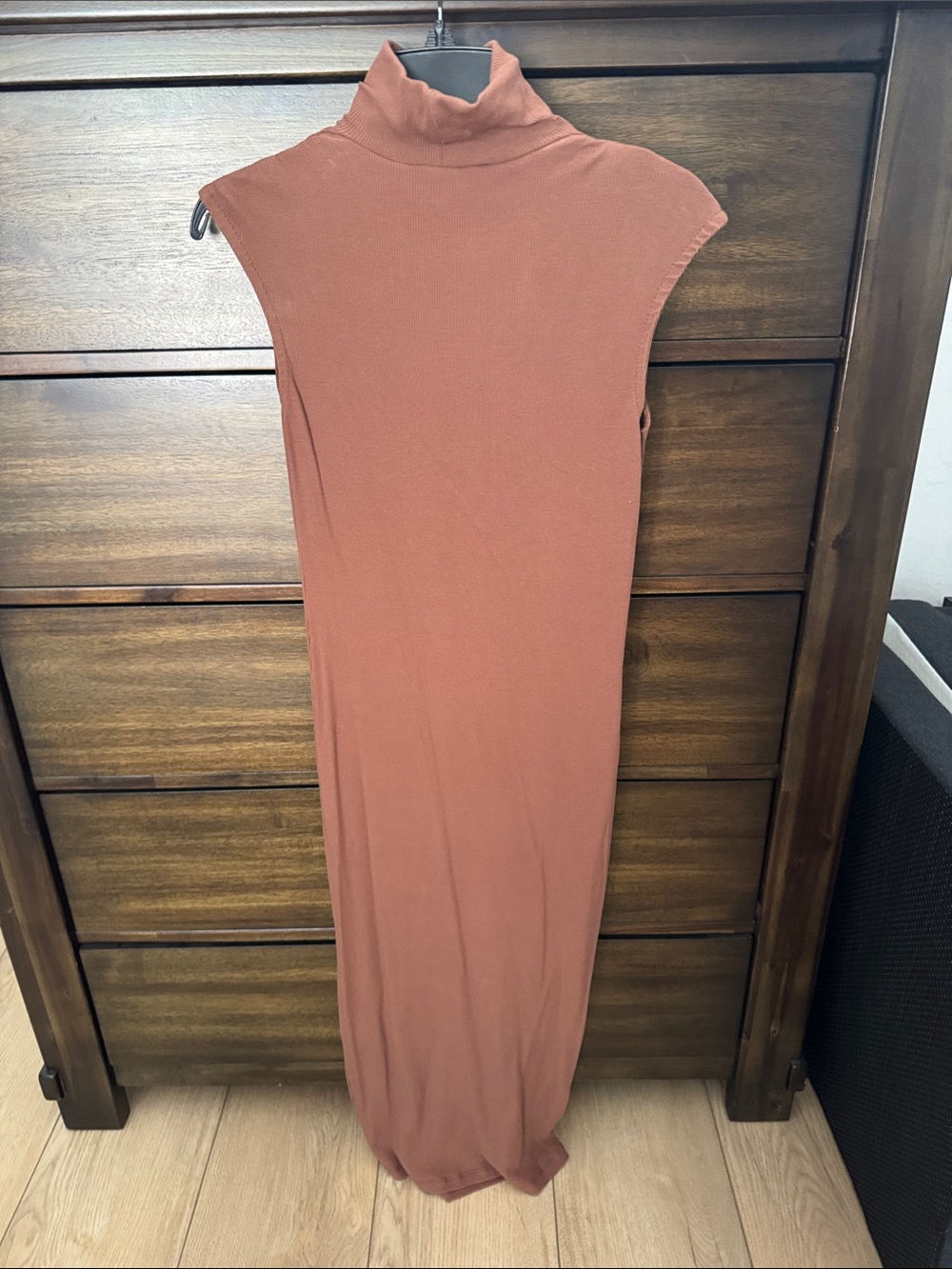 House of Harlow 1960 Sleeveless Turtleneck Maxi Dress in Rust